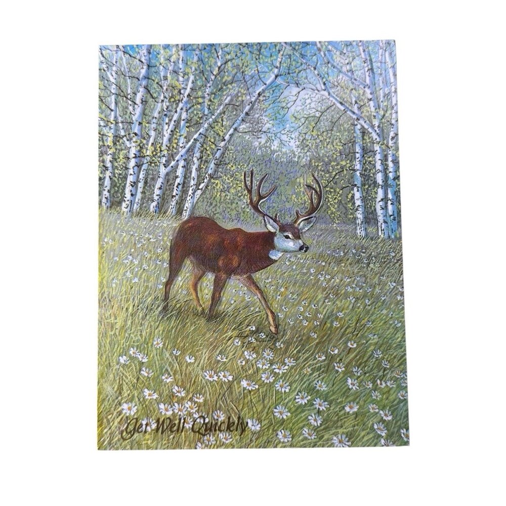 Famous Artists‎ Studios Deer Forest Get Well Quickly Greeting Card Unused USA